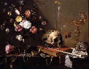 Adriaen Van Utrecht Vanitas - Still Life with Bouquet and Skull oil